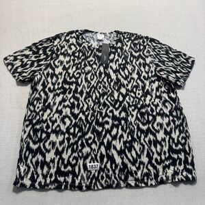Mcedar Ikat Abstract Print T-Shirt Womens Sz 3X Black  New‎ With Tag